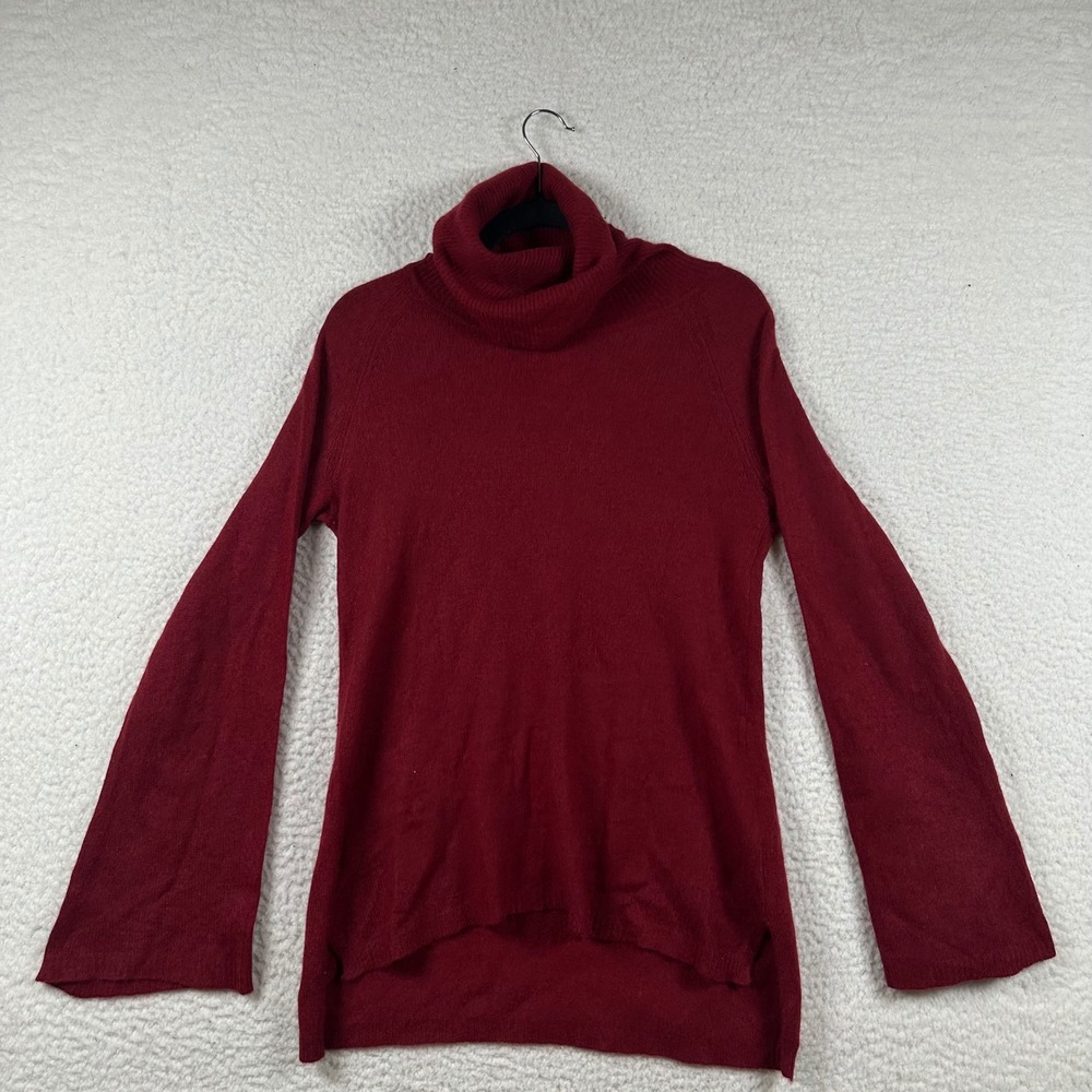 Coldwater Creek Cashmere Sweater Womens Bell Sleeve Turtleneck S Red Burgundy